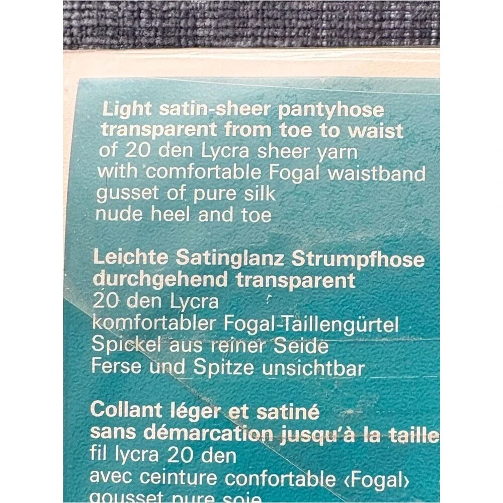 VTG NWT Fogal California 265 Blue Sheer Satin Silk Pantyhose Size M France